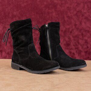 Sofft Women Sharnell Low Black Suede Waterproof Back Lace-up fashion Boots 6.5